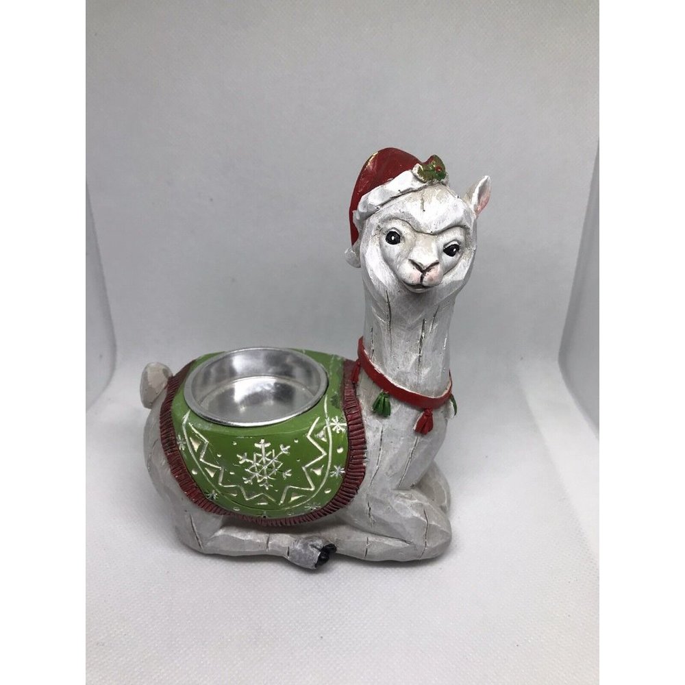 Christmas Llama Tea Candle Holder 5” Tall